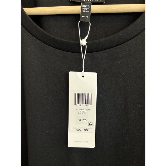 NWT EILEEN FISHER Lightweight Ponte Crew Neck Dress Sleeveless Midi Black XL - Picture 6 of 7